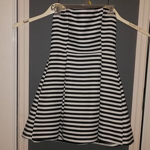 Strapless Navy and White Mini Skater Dress